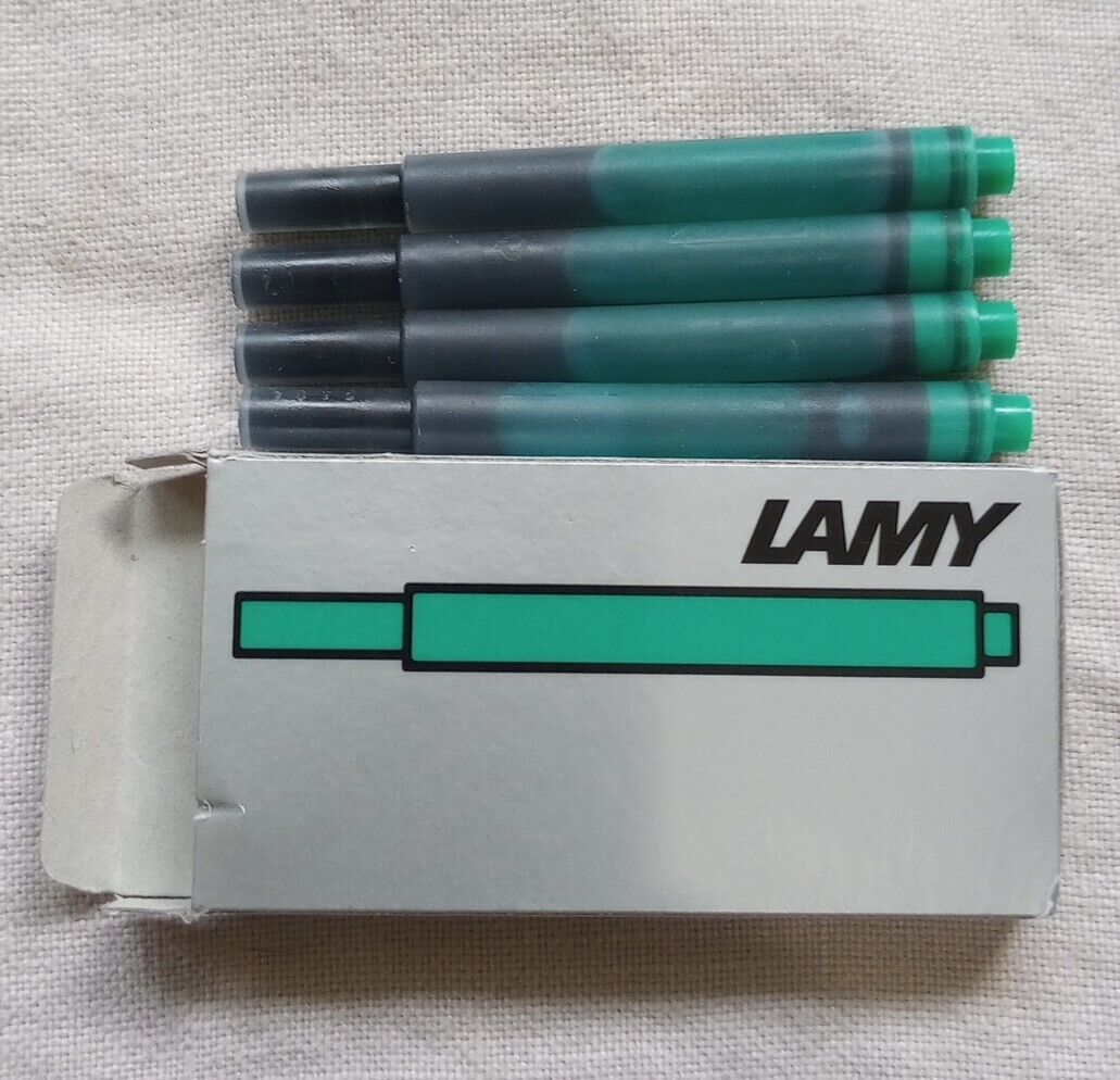 Lamy T10 Fountain Pen Ink Cartridges, green ink; 4 cartridges total