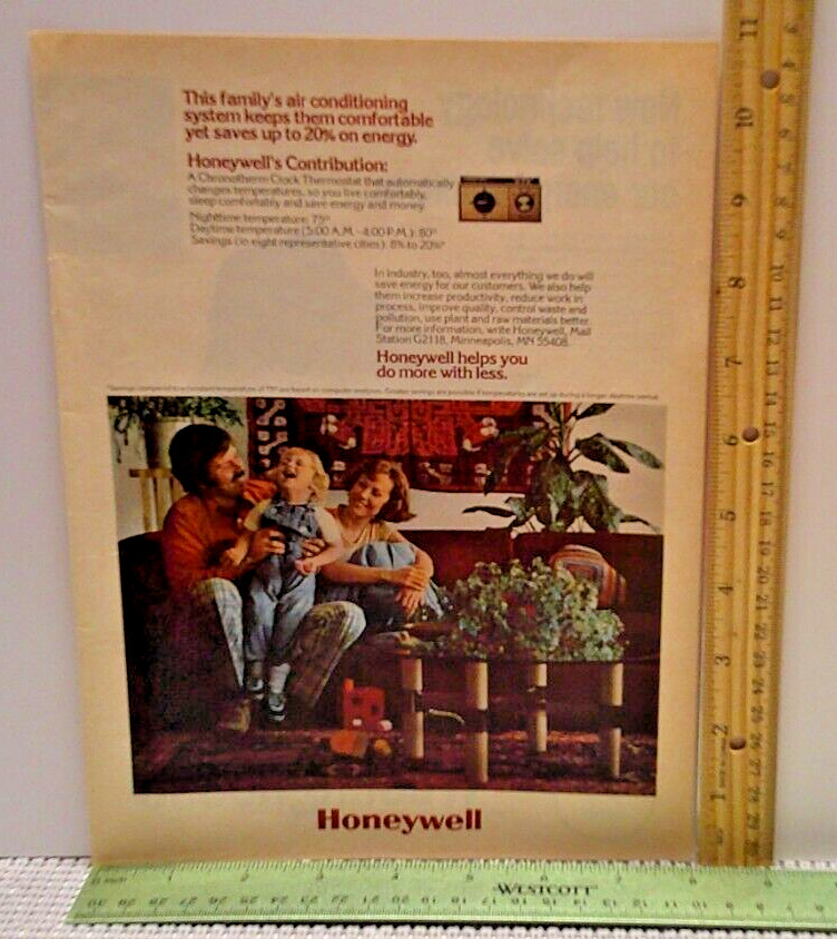 Honeywell Thermostat vintage 1974 Magazine Print Ad