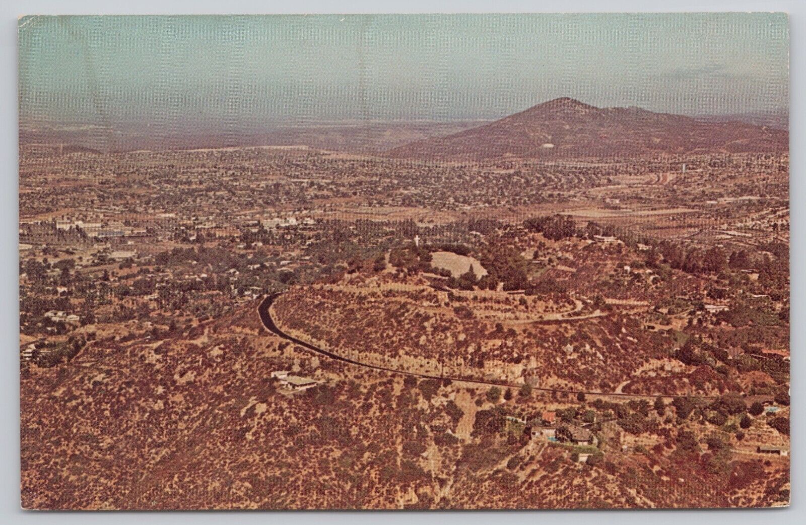 La Mesa California, Mount Helix Grossmount Aerial View, Vintage Postcard