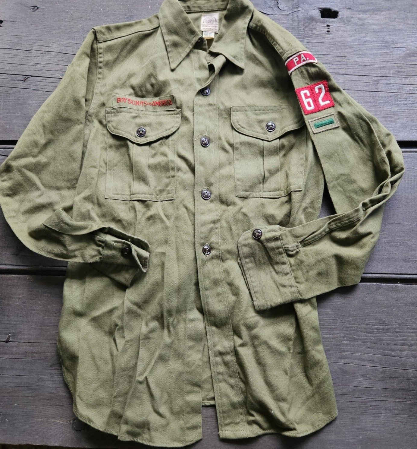 Vintage PA Boy Scouts Shirt Mens Sz Small Uniform America Sanforized Button Up
