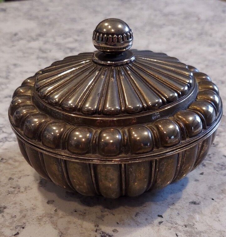Vintage Silver Plated Trinket Box With Red Satin Lining Home Decor Keepsakes 