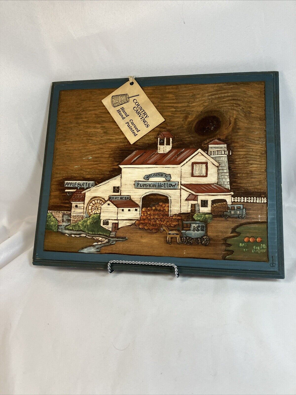 Country Charm Hand Carved Beautiful Wood Picture