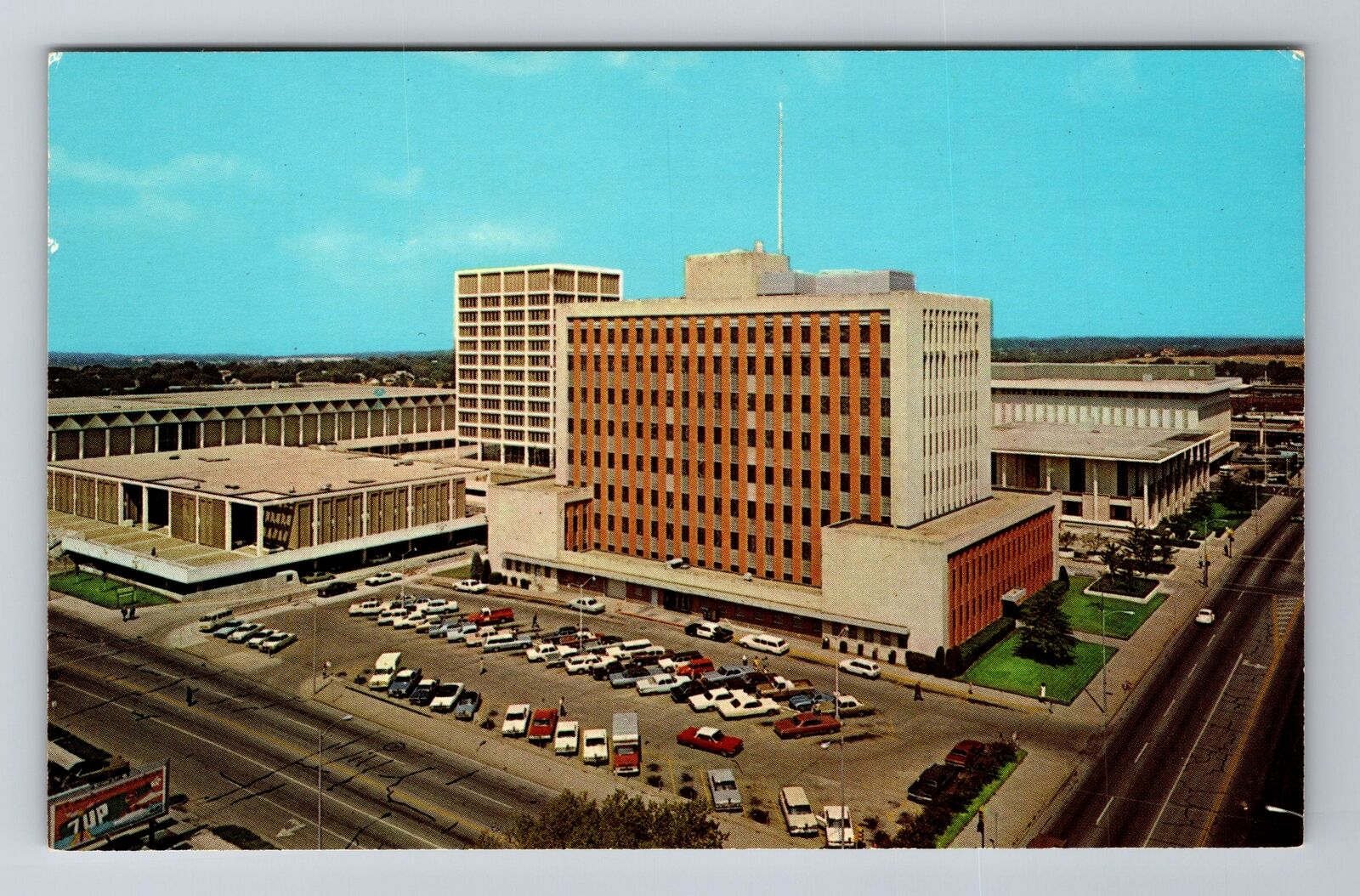 Tulsa OK-Oklahoma, Aerial The Civic Center, Antique, Vintage Souvenir Postcard