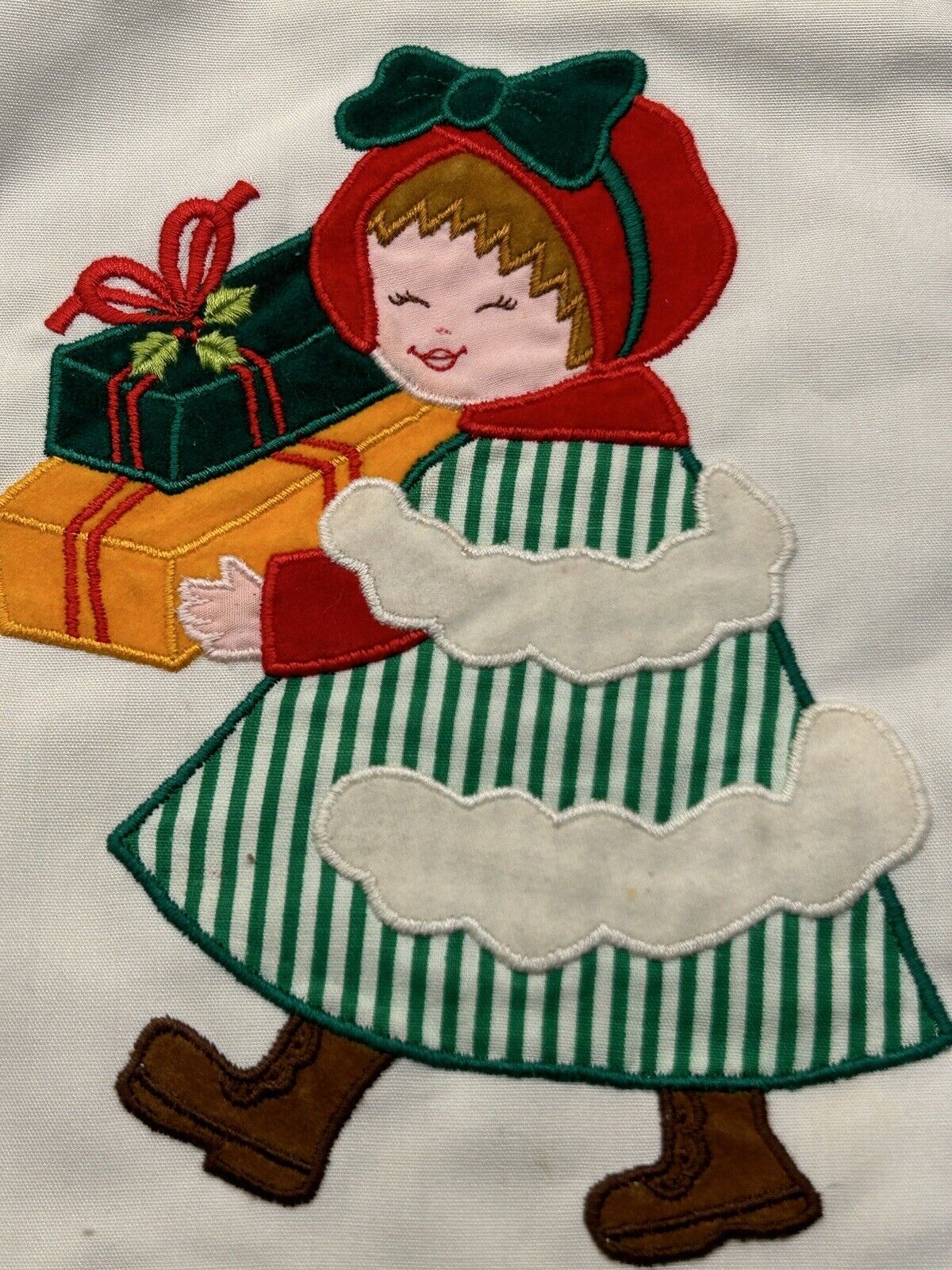 Vintage Christmas Stocking Patchwork Designs Philippines Little Girl Green Red