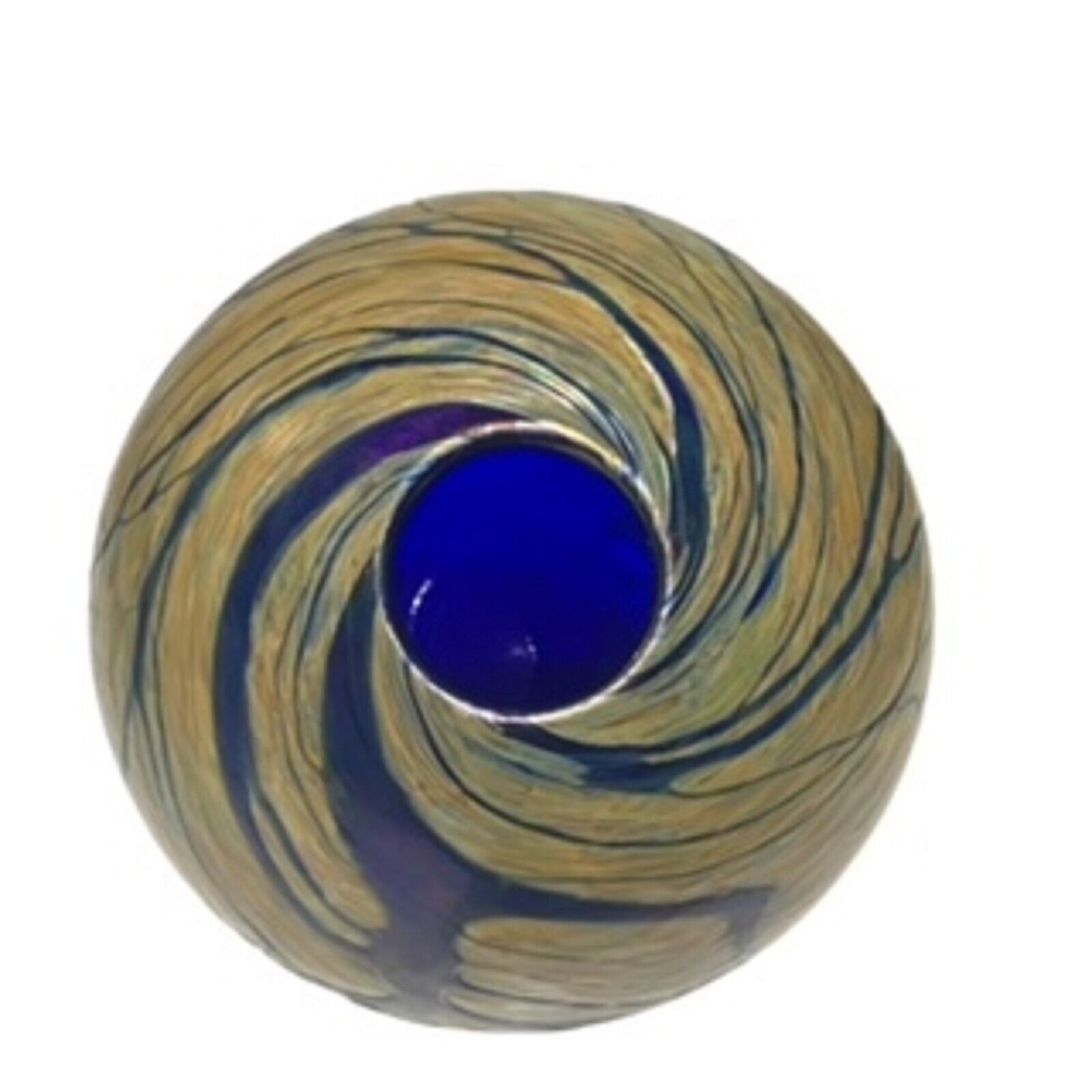 Vintage Iridescent Art Glass Eyeball Round Vase by Linda Westrom
