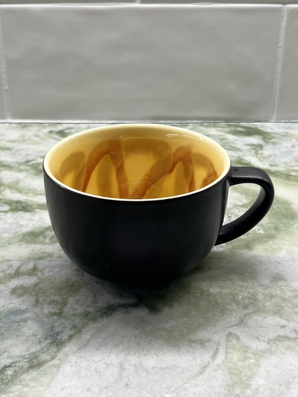 2012 STARBUCKS COFFEE/TEA MUG ~MATTE BLACK YELLOW SUNFLOWER~ 14OZ BONE CHINA