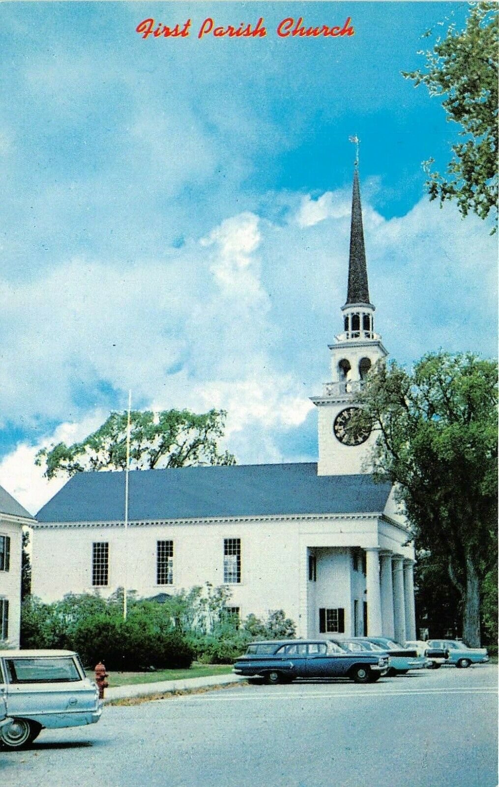 Billerica Massachusetts 1960s Postcard First Parish Church 