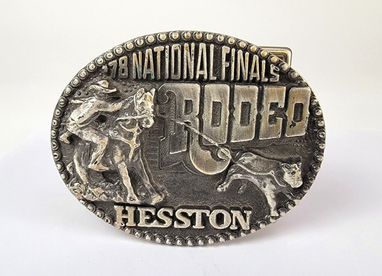 Vintage 1978 NFR National Finals Rodeo -Western Belt Buckle -Rare Silver Edition