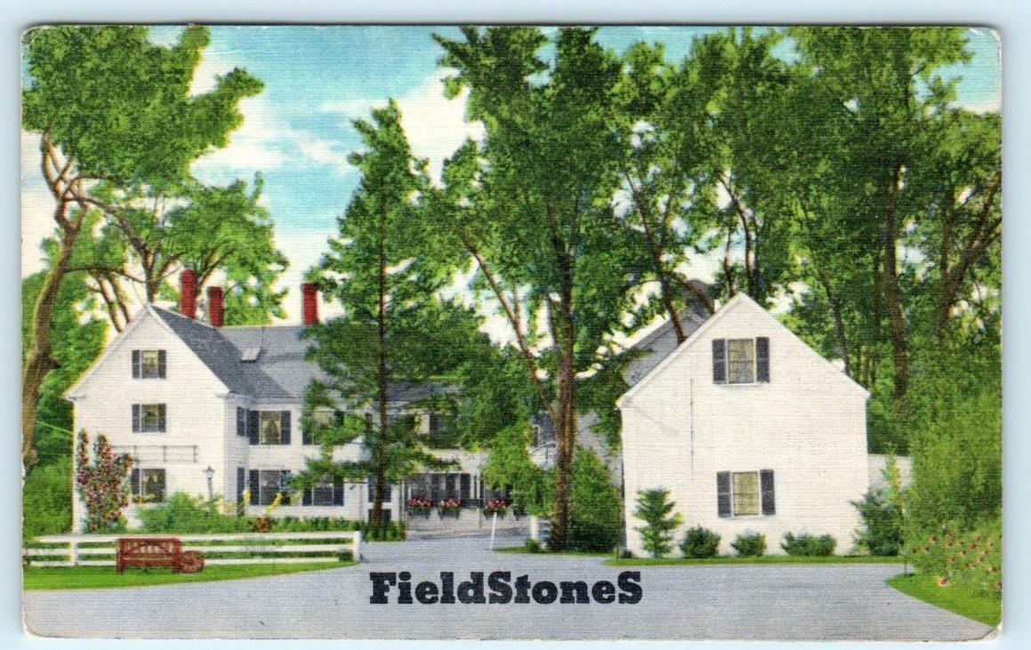 ANDOVER, Massachusetts MA ~ Sally Bodwell FIELDSTONES c1940s Roadside Postcard