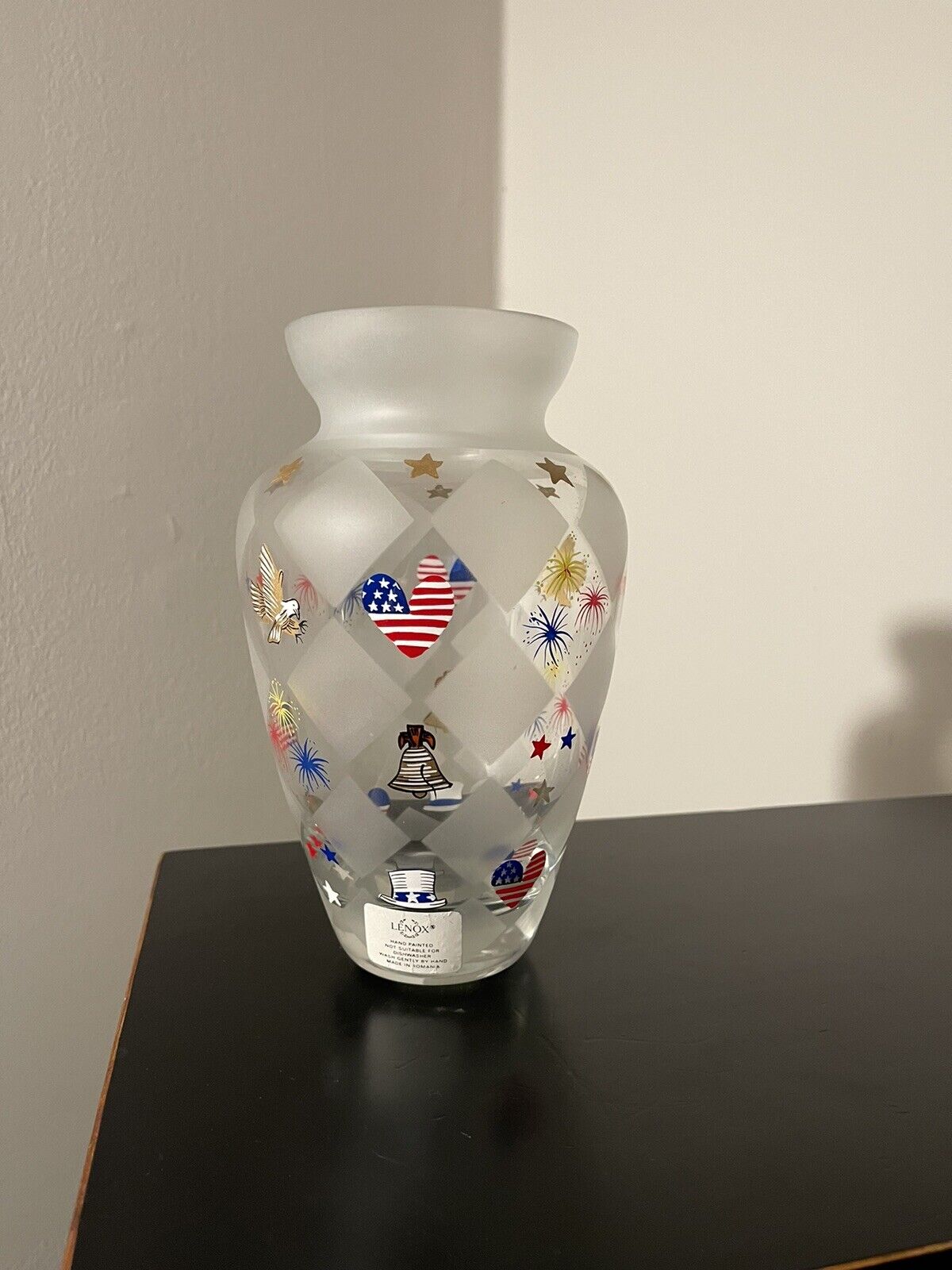 Lenox Patriotic Hand Painted Vase - 8 1/2 in High - EUC