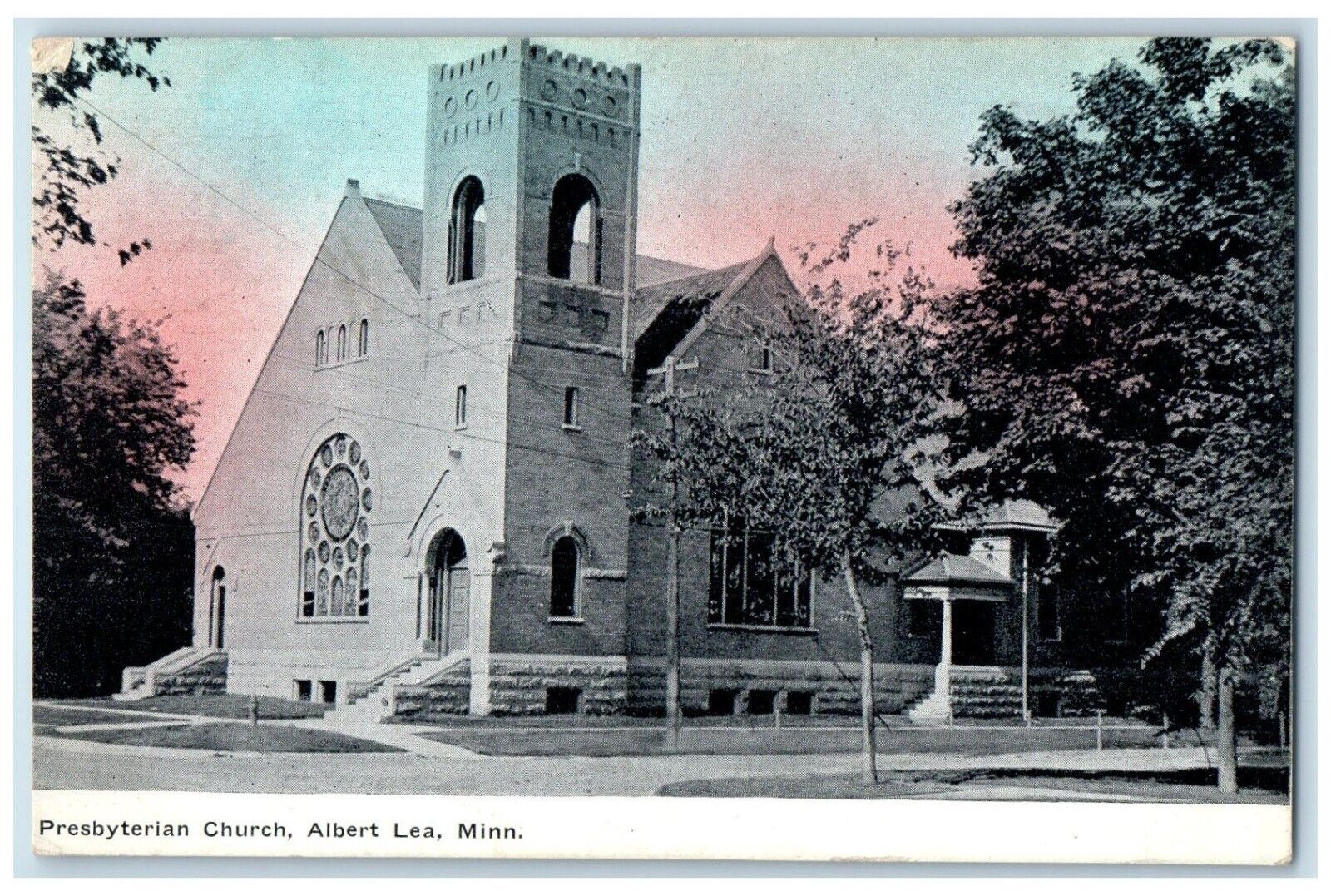 1911 Presbyterian Church Chapel Exterior Building Albert Lea Minnesota Postcard