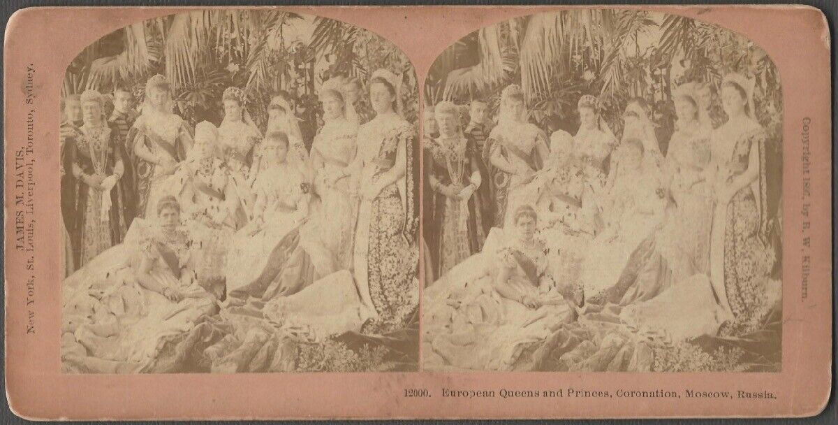 1897 European Queens & Princes at Russian Czar Moscow Coronation Stereoview