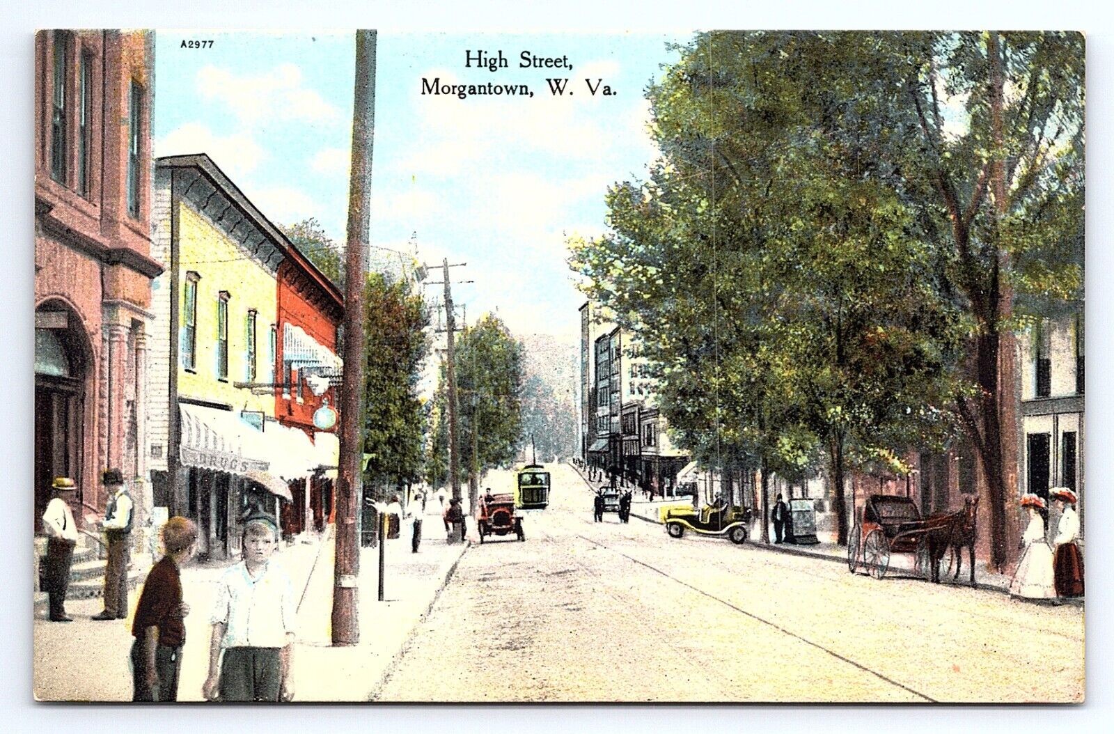 Postcard High Street View Morgantown WV