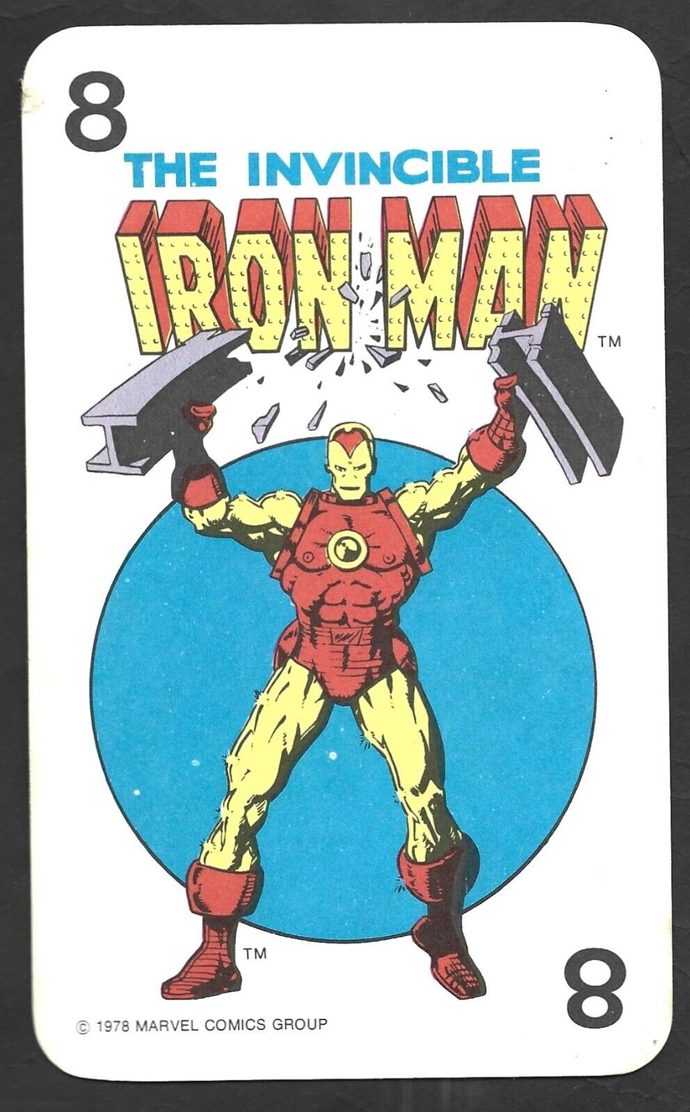 1978 Milton Bradley #8 IRON MAN Marvel Super Heroes Card vg/ex