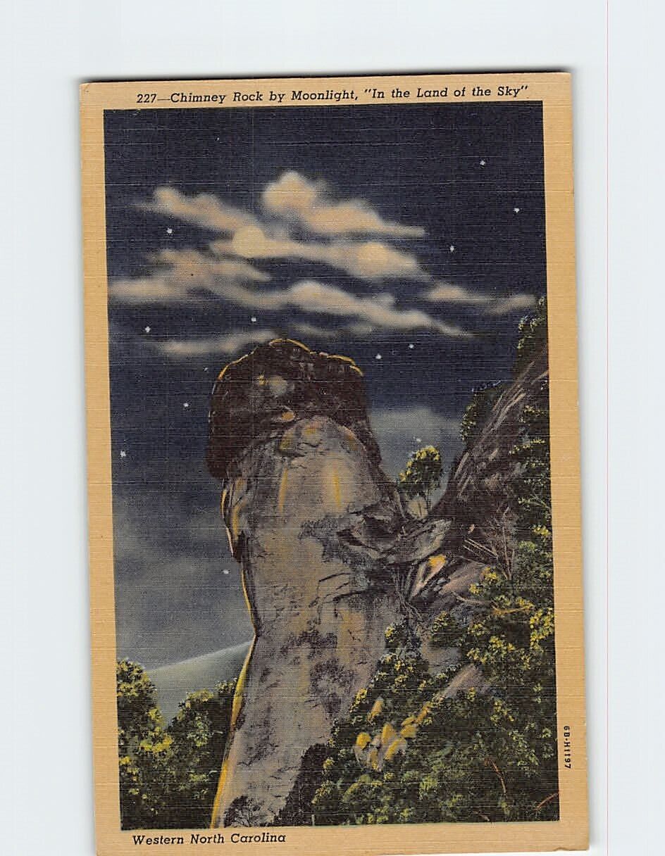 Postcard Chimney Rock by Moonlight Western North Carolina USA