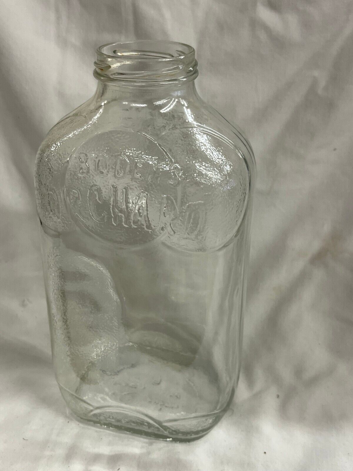 Vintage 1970\'s 1/2 Gallon 64 Fluid Oz Clear Glass Jug Boden\'s Orchard