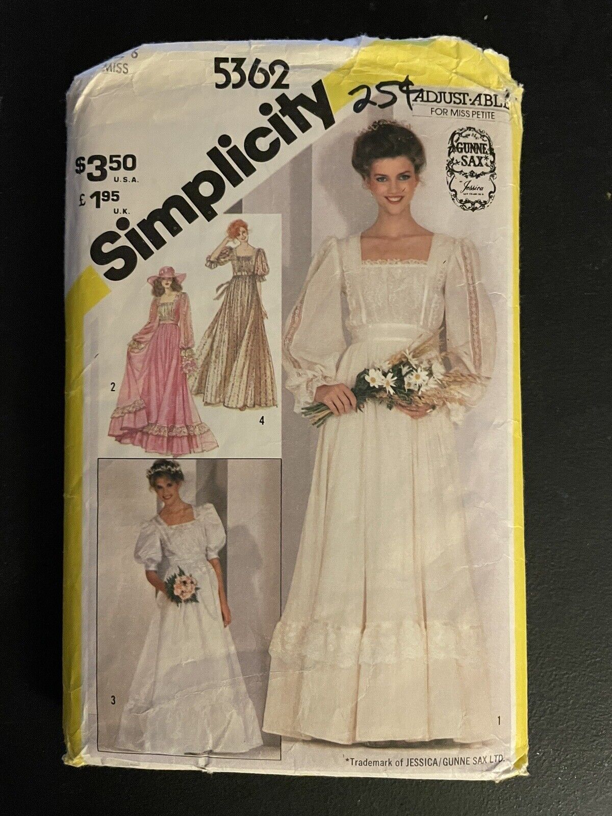 Vintage 1981 Simplicity # 5362 Gunne Sax Wedding Dress, Size 6