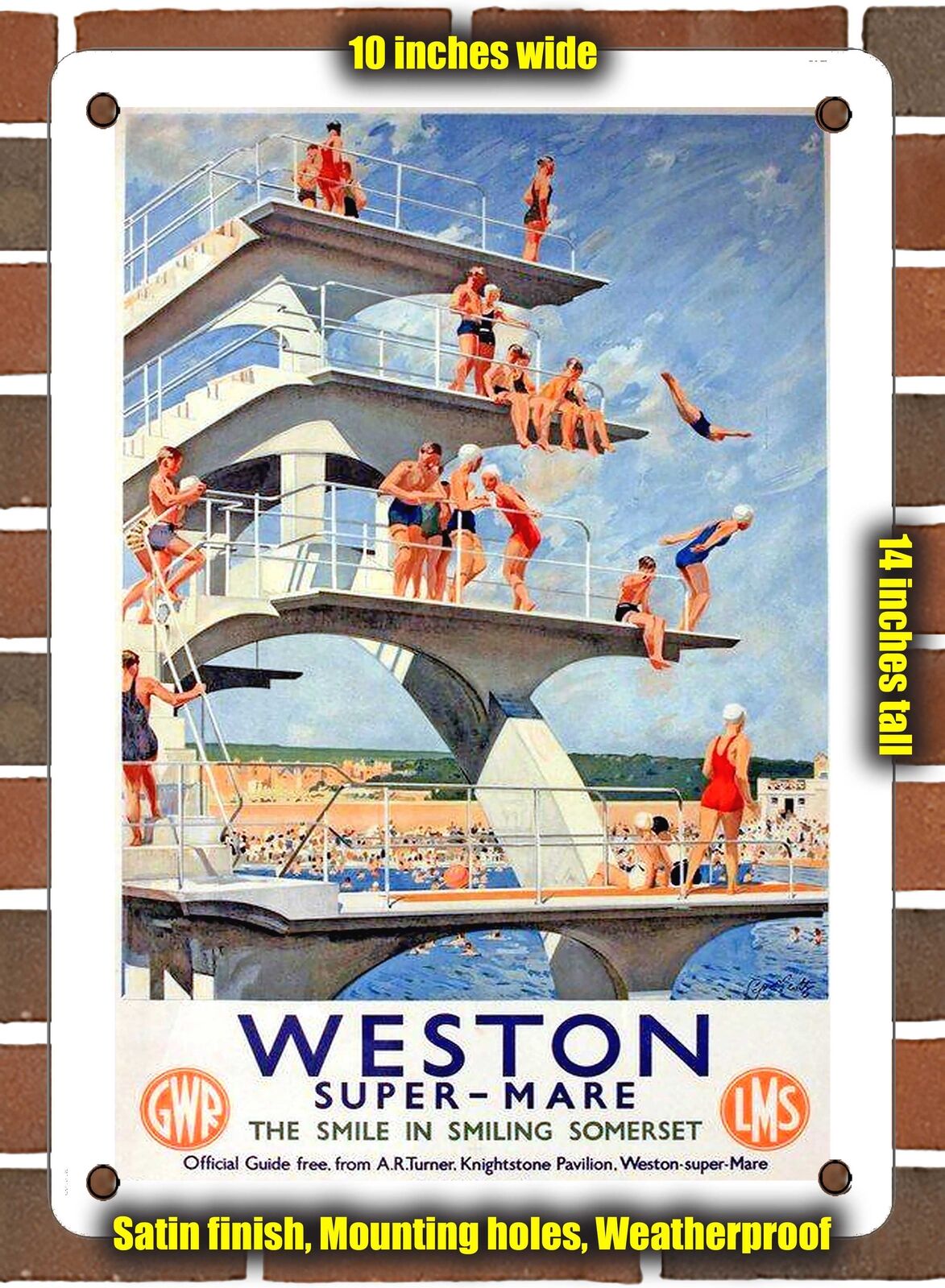 METAL SIGN - 1930 Weston Super Mare the Smile in Smiling Somerset GWR LMS 2