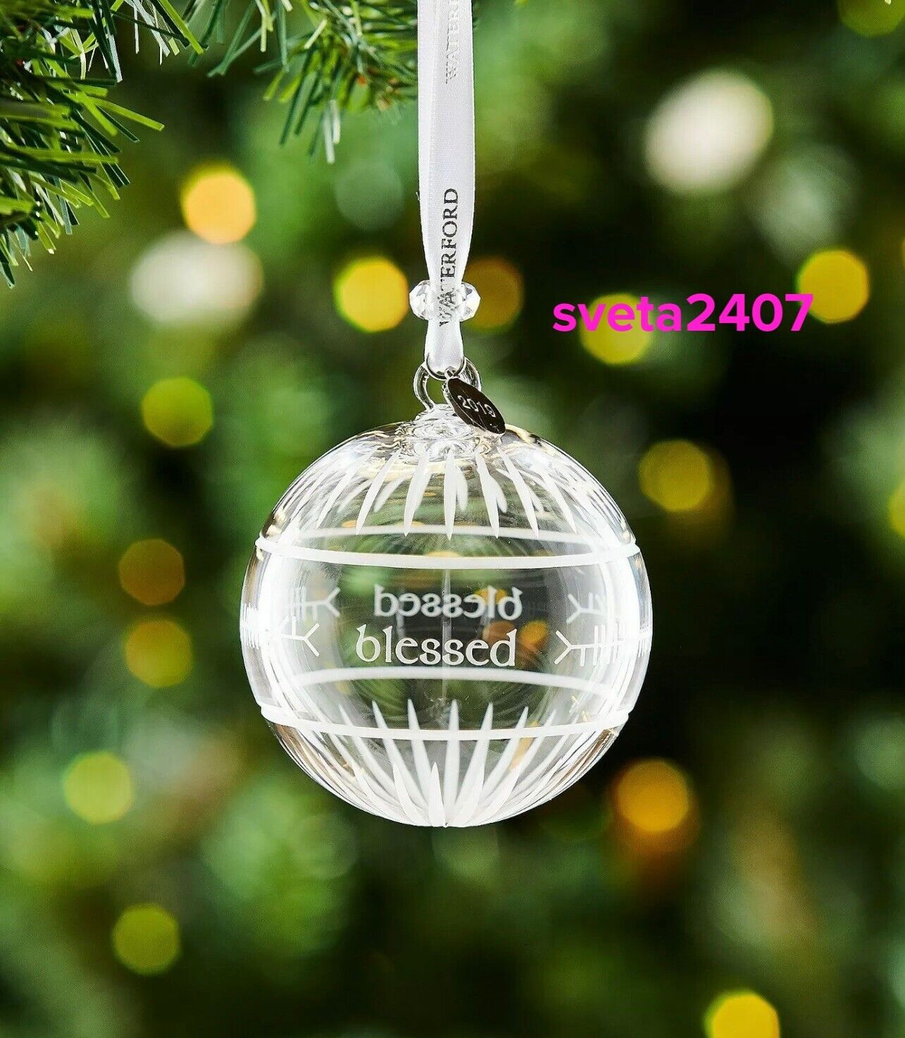 NIB Waterford “Blessed” Exquisite Brilliant Crystal Clear Ball Ornament 40035468