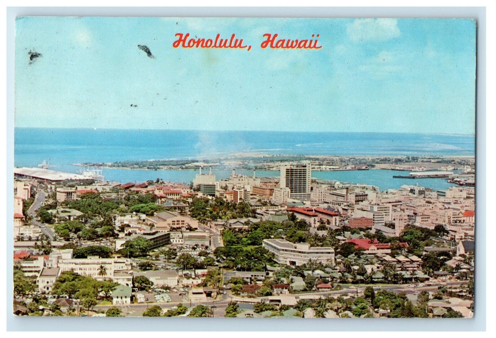 1968 Panoramic View Honolulu\'s Business District Honolulu Hawaii HI Postcard