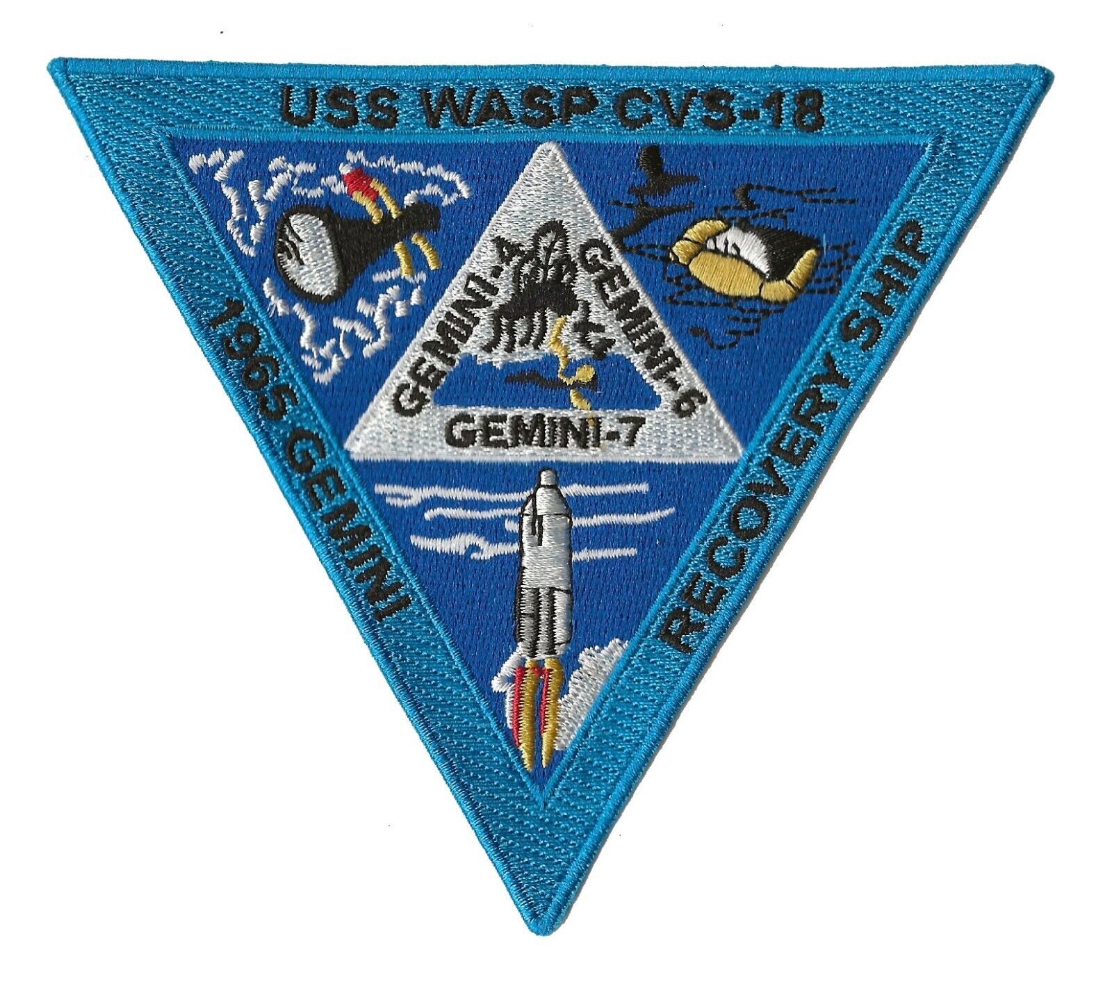 USS Wasp CVS-18 NASA Gemini 4 6 7 space program recovery ship force patch