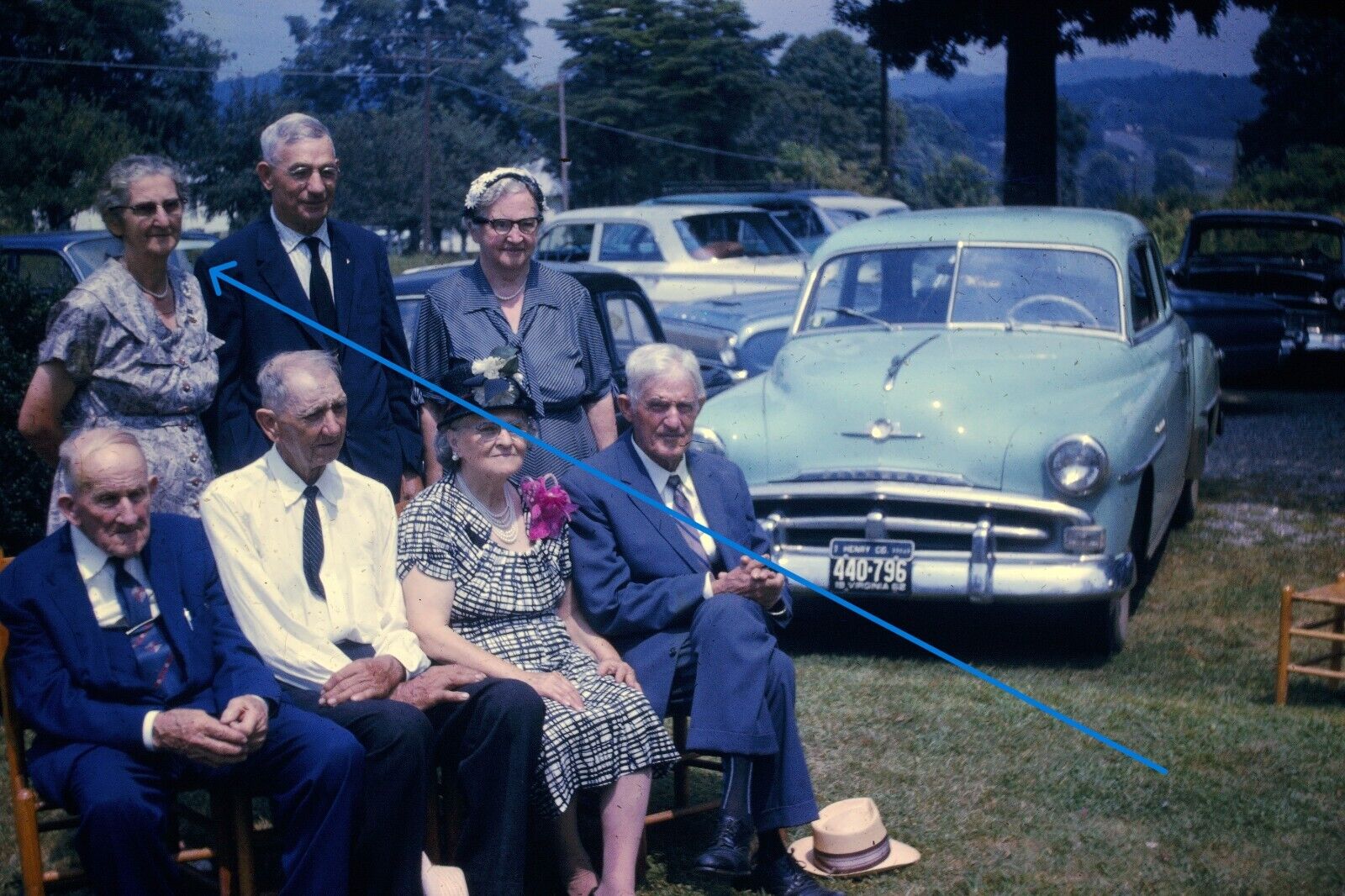 1962 2X 35mm Slides Henry County Virginia Family Reunion Seniors Cars #1234