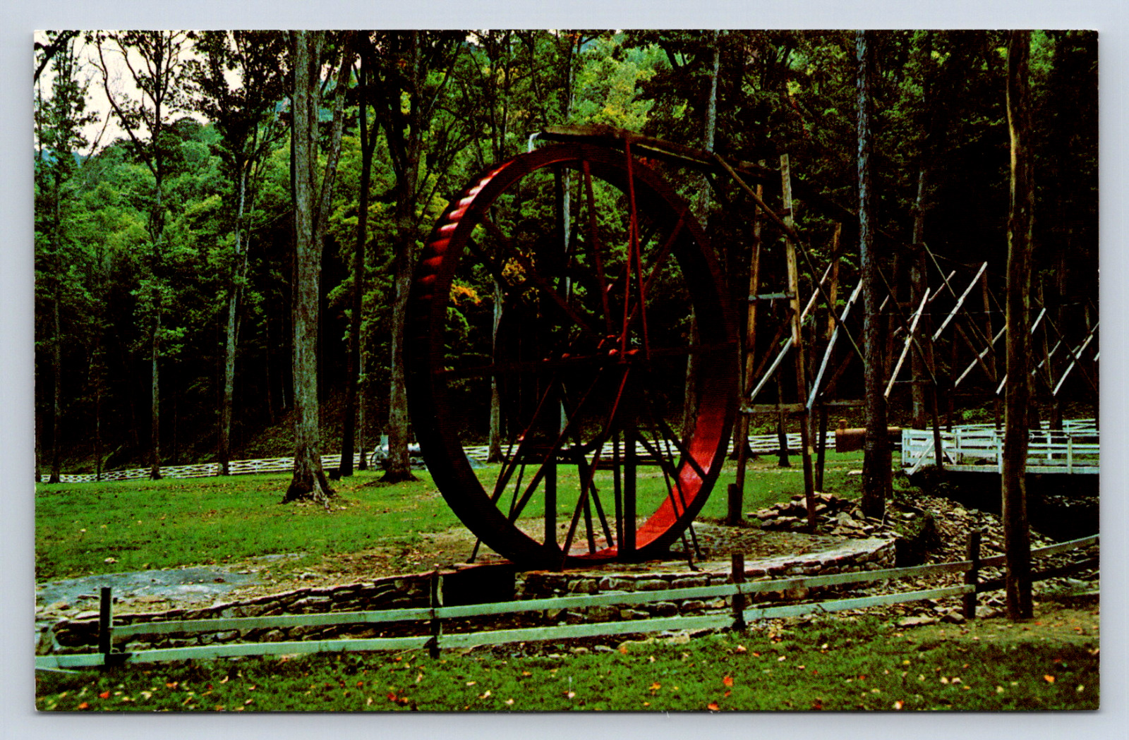 Vintage Postcard Old Water Wheel Cool Springs Park Rowlesburg West Virginia