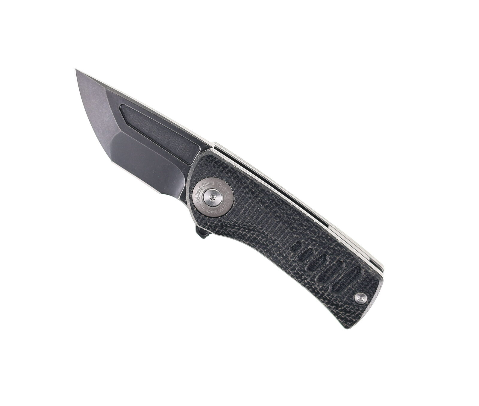 Two Sun Folding Knife Black Micarta Handle D2 Clip Point Plain TS147-D2-BLK