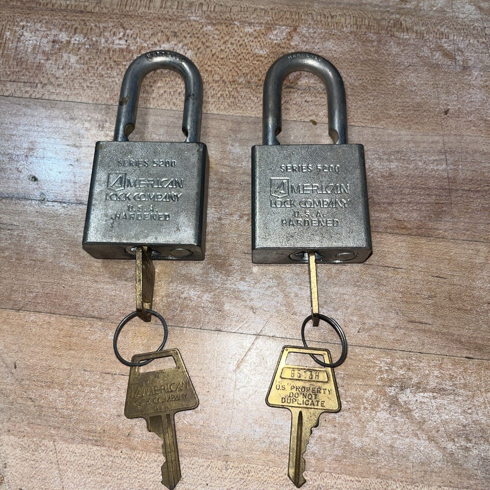 2 US Military Padlock American Lock 5200 Series W/ 2 Keys Hardened