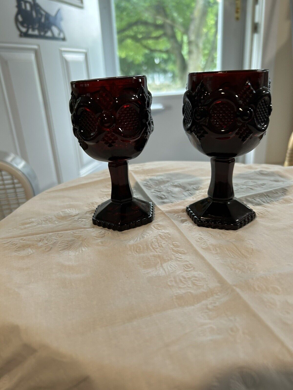 Vintage Avon 1876 Ruby red wine glasses set of two