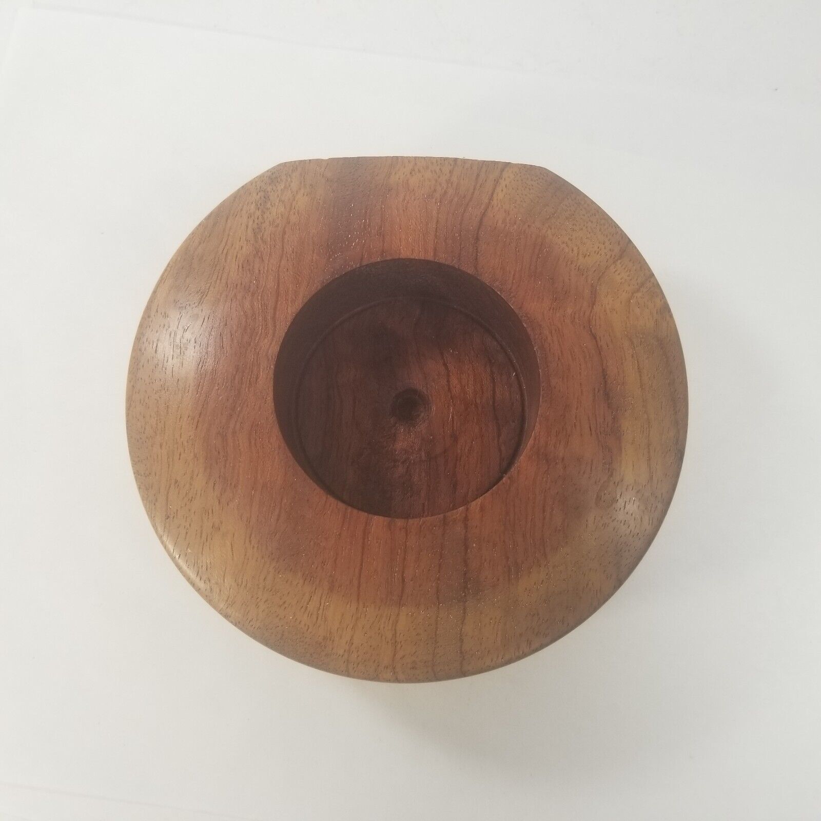 Mid Century Modern Wooden Candle Holder Rounded Scandinavian Style Wood MCM VTG