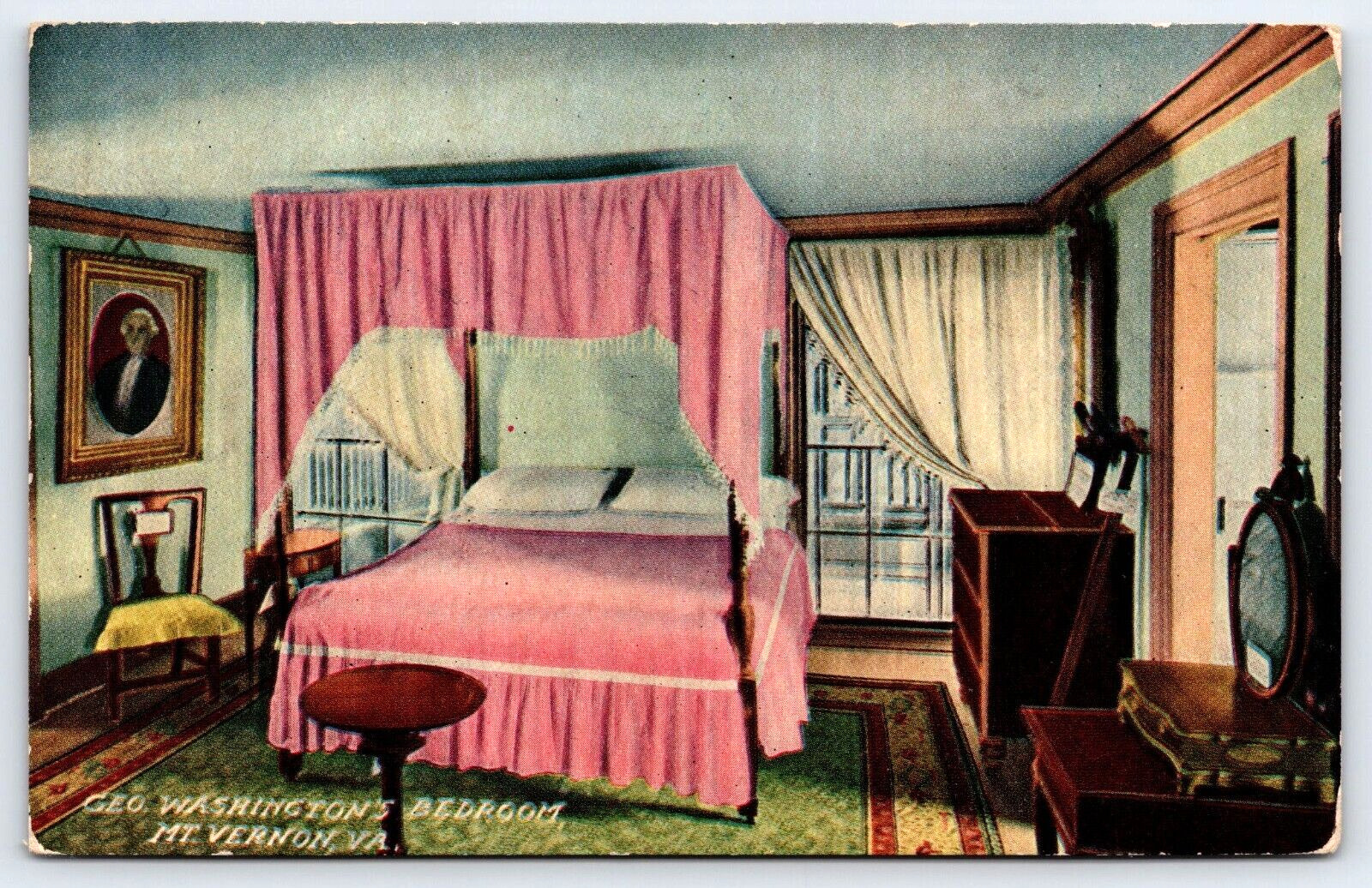 Original Old Vintage Antique Postcard George Washington\'s Bedroom Mt. Vernon, VA