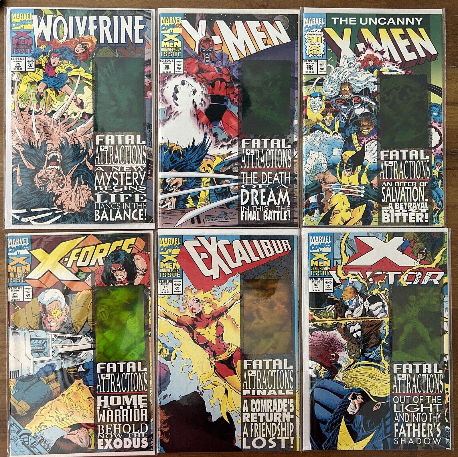  X-Men: Fatal Attractions 1-6 Hologram Covers (NM) Complete Crossover Set (1993)