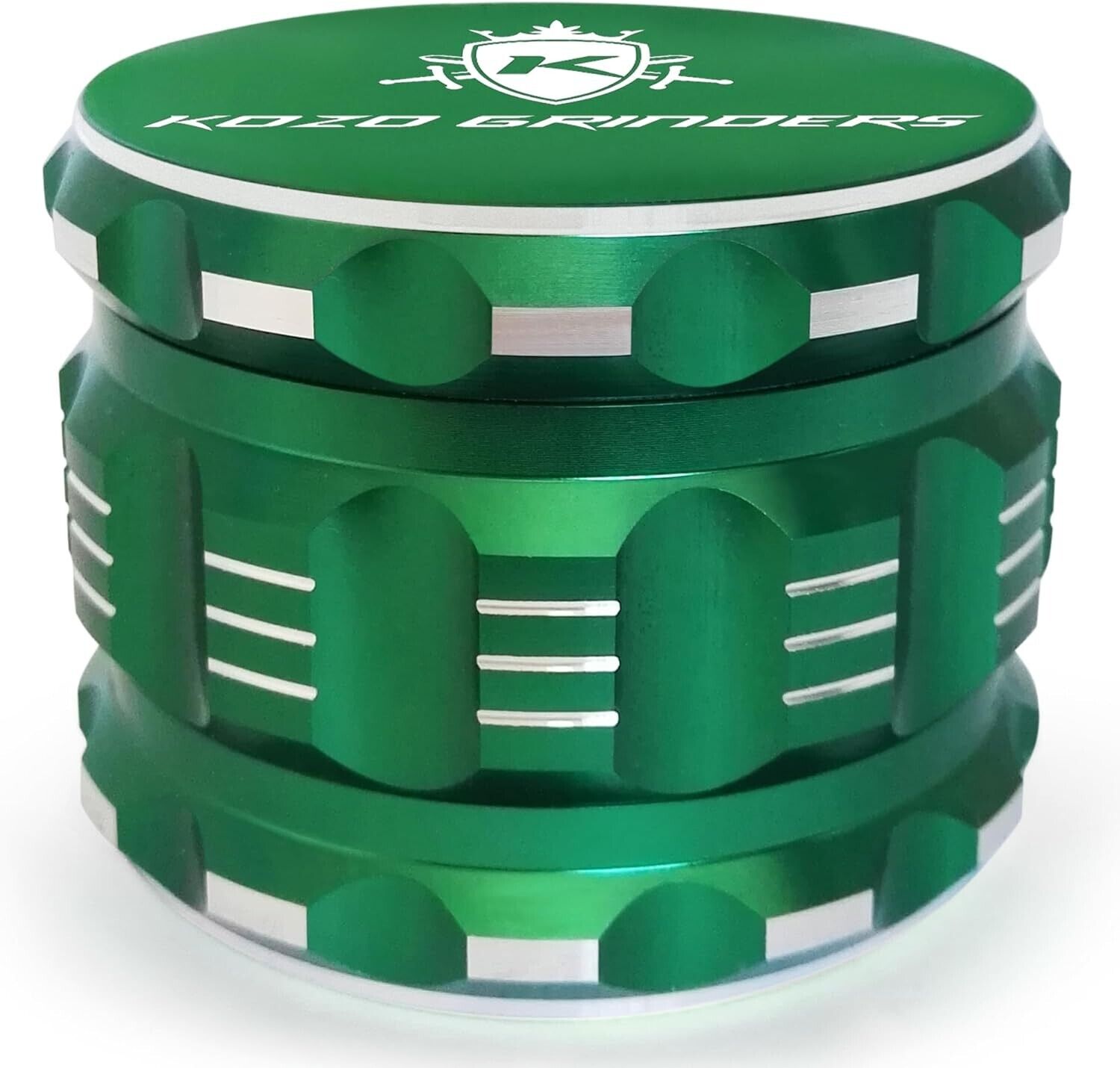 Kozo Grinders Best Herb Grinder Large 4 Piece, 2.5in Green Anodized Aluminum