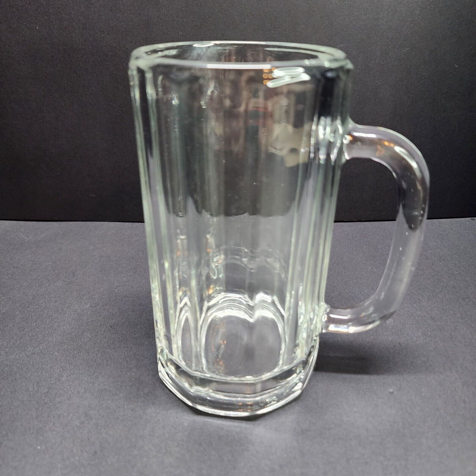 Vintage  Clear Glass Beer Mug Stein 6.5\'\' Tall Barware Heavy Duty