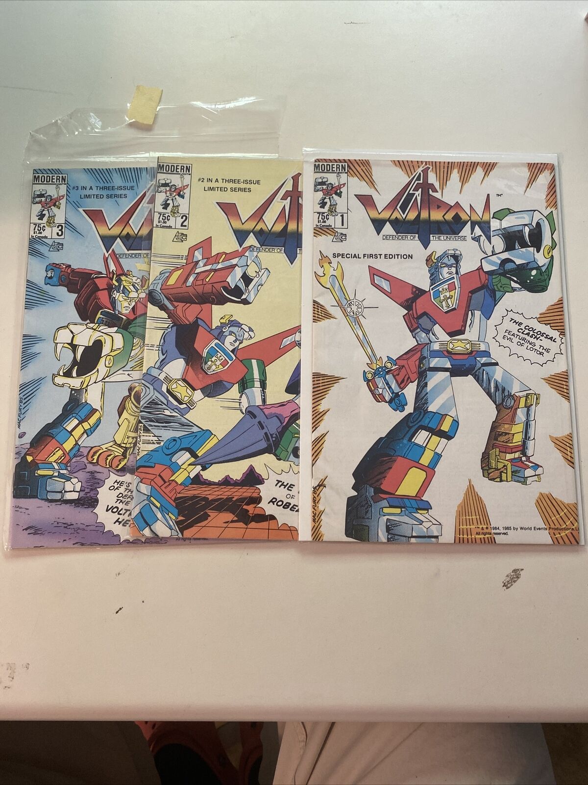 Voltron Defender of the Universe 1-3 Modern Comics 1984 1st Appearance Complete