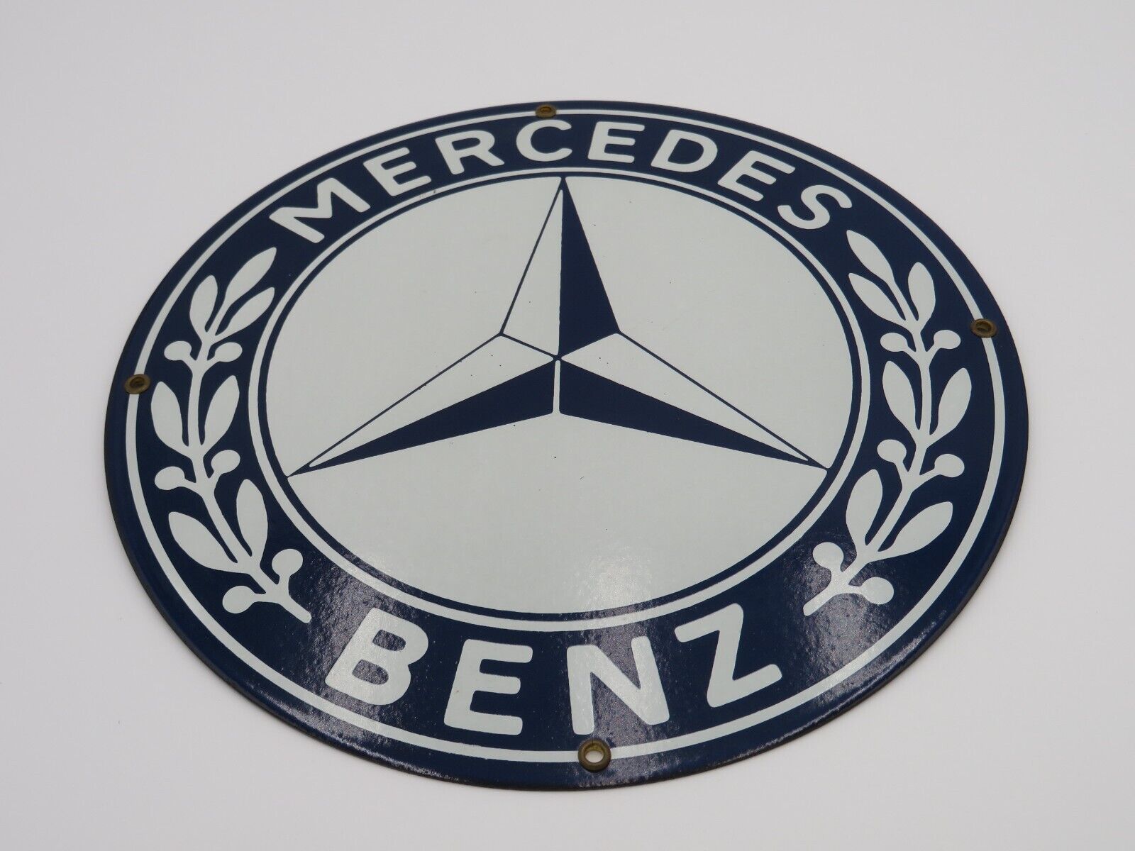 Vintage 1970s Mercedes Benz Heavyweight Metal Sign - Approx 10.6 inches in diam.