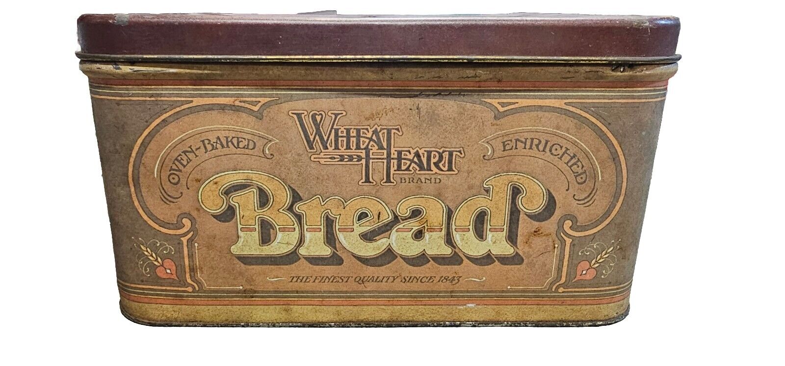 Wheat Heart Bread Tin Vtg Rustic Aged Collectible Unique 