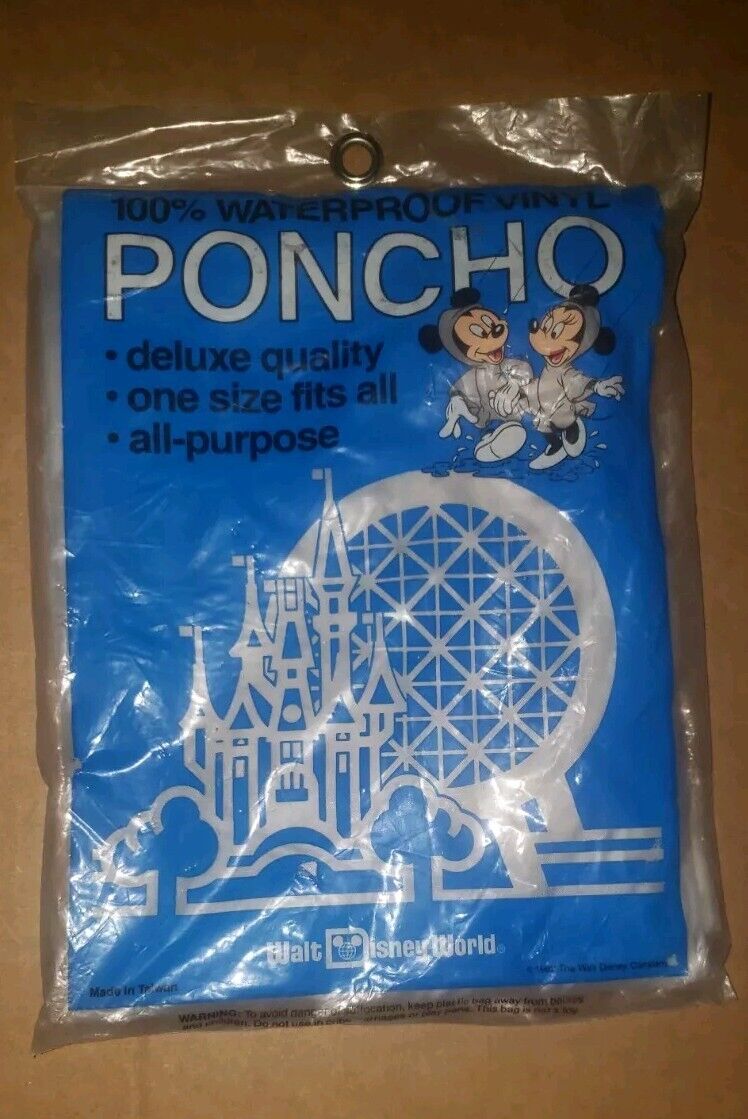 Vintage New Sealed 1982 Walt Disney World Waterproof Vinyl Poncho