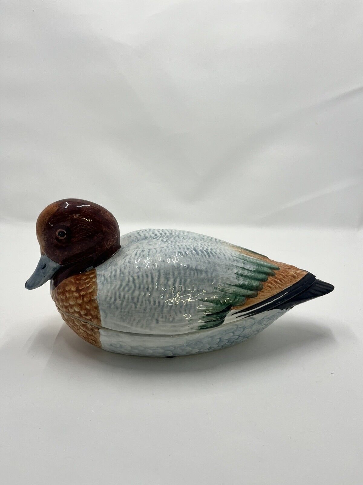 Ethan Allen Mallard Duck Ceramic Covered Bowl Dish Vintage