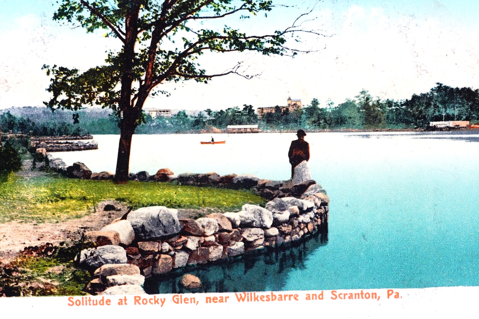 Wilkes-Barre Rocky Glen Park Rocky Glen Pond 1906 Poly-Chrome Postcard