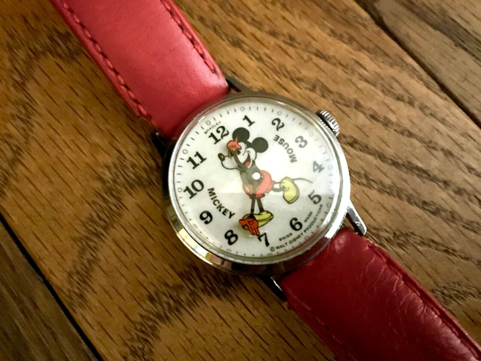 Vintage BRADLEY 1970’s Mickey Mouse #47 “Fat Boy” Watch Excellent Condition
