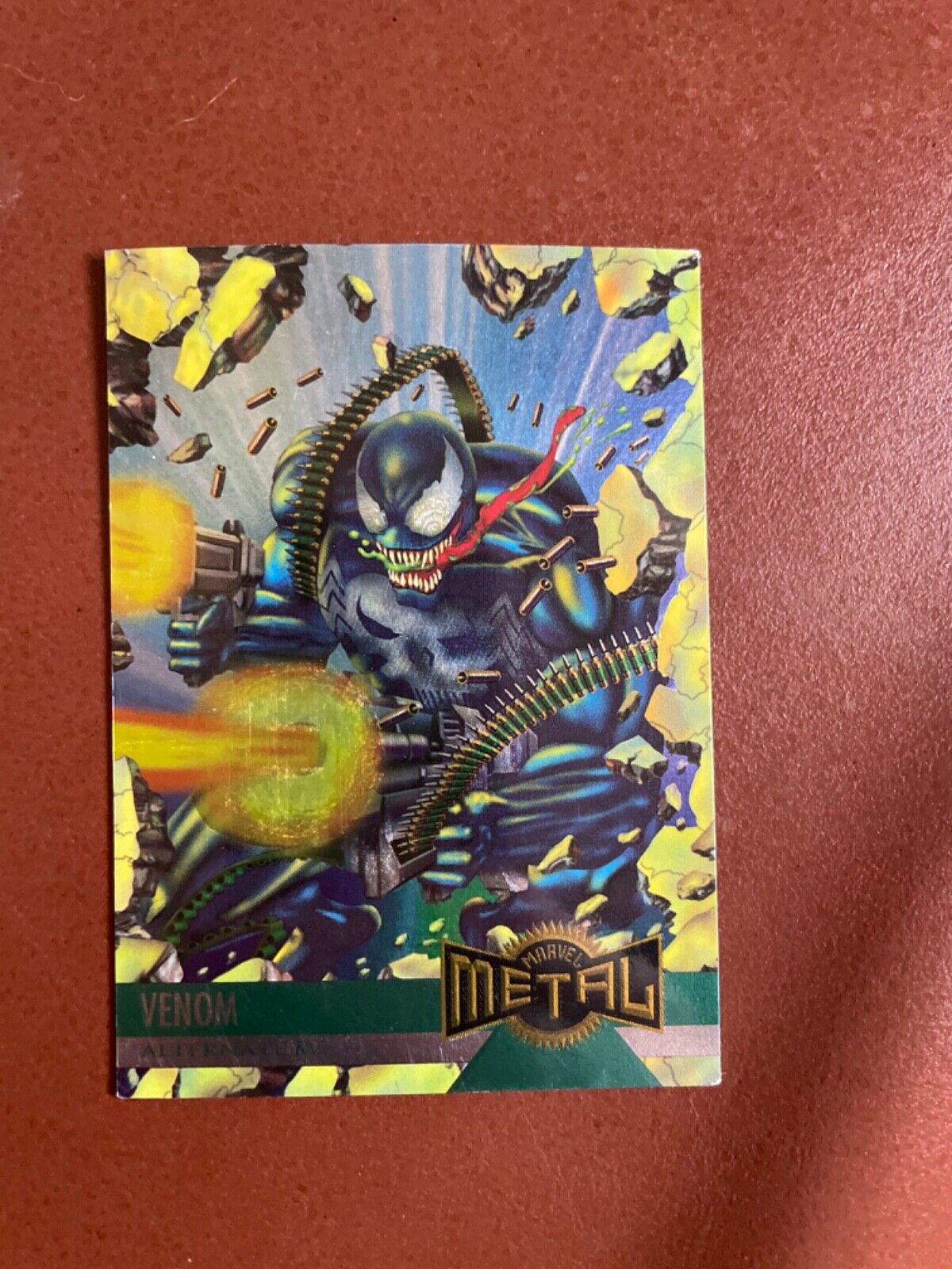 1995 Marvel Metal Venom Alternate M Stamina Power Grid Silver Flasher #136