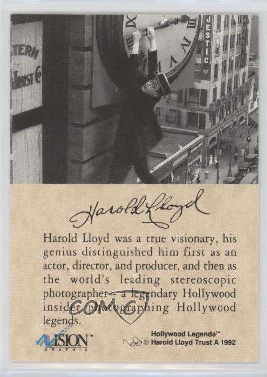 1992 Vision Graphix Hollywood Legends Holograms Harold Lloyd 0kg8