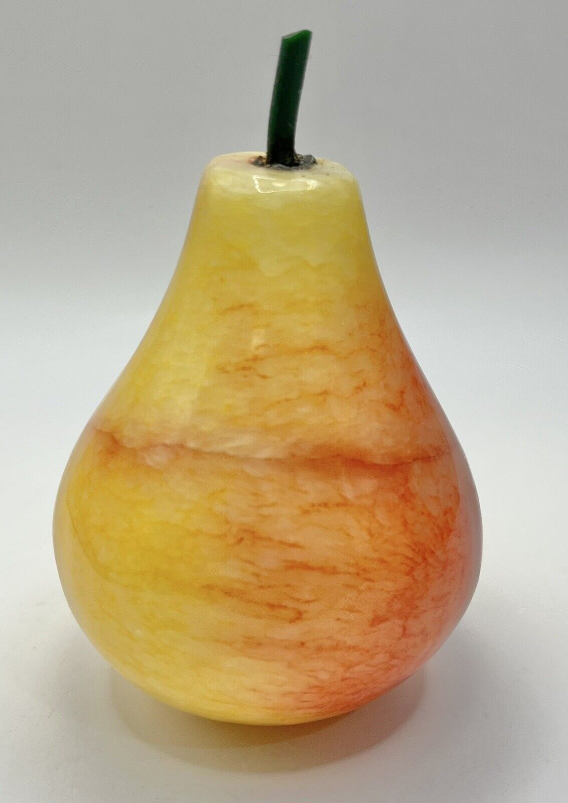 Vintage Alabaster Marble Yellow Red Pear Paperweight