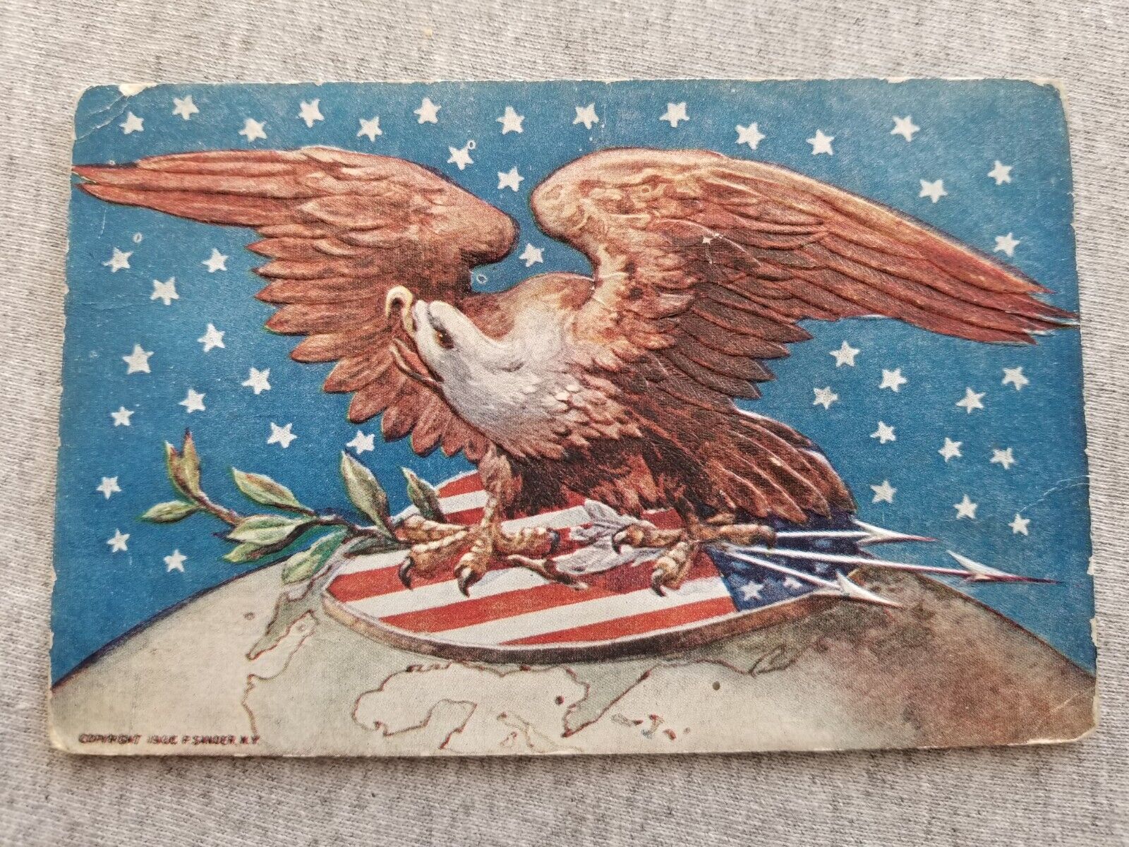 Patriotic American Eagle Vtg Postcard Stars Striped Shield Arrows c 1905
