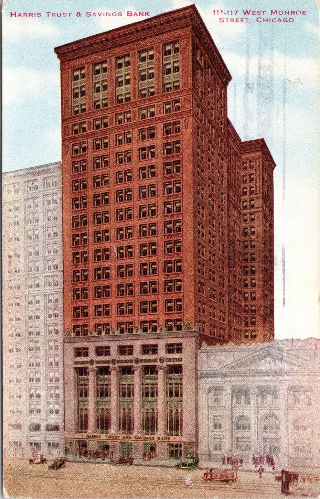 C.1910s Chicago IL Harris Trust & Savings Bank Building Illinois Postcard A128