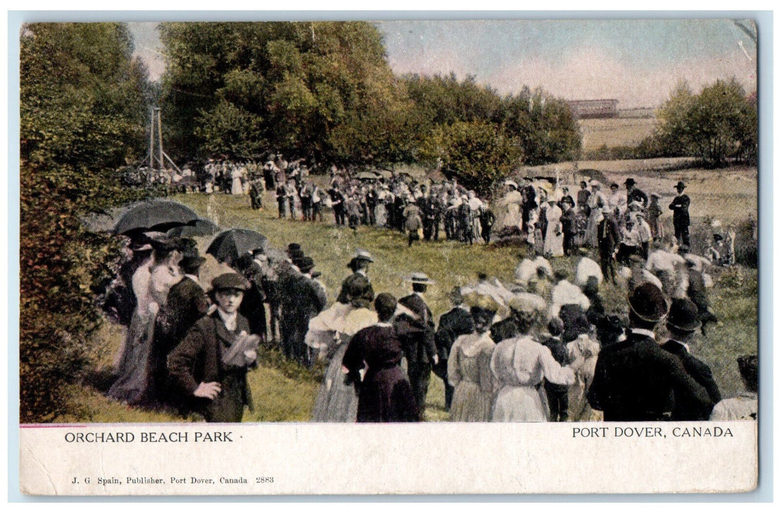 1906 Crowd Scene at Orchard Beach Park Port Dover Canada Posted Postcard