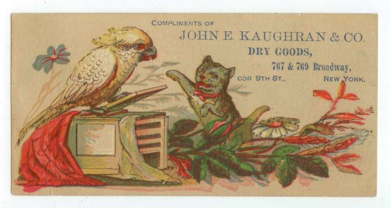 c1880s New York John E Kaughran & Co Dry Goods trade card 767 & 769 Broadway