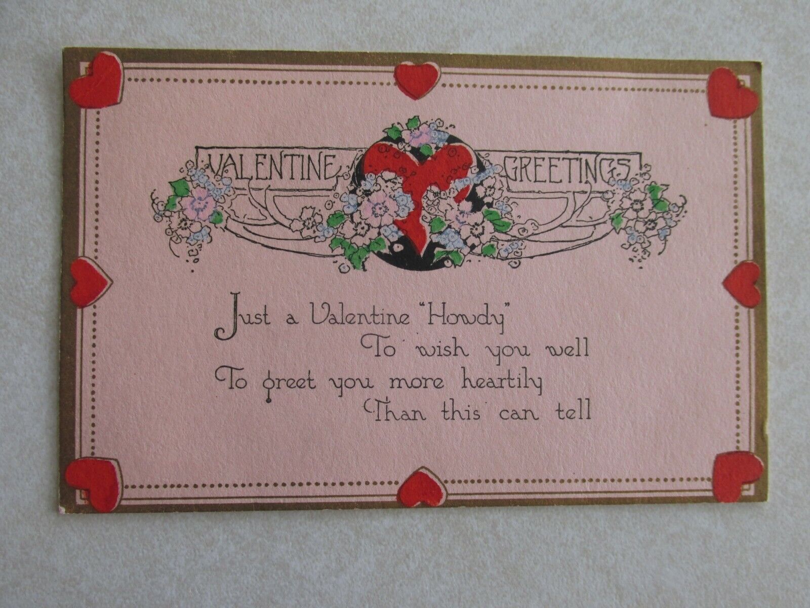 PP98 Vintage Greeting Card Valentine Valentines hearts